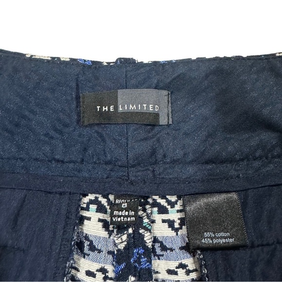 The Limited Aztec Tribal Design Women White & Blue Tweed Shorts Sz 8 Pockets - Picture 2 of 10